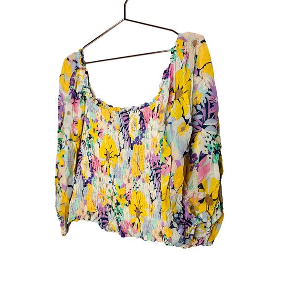 SHOSHANNA Floral Blooms Print Smocked Bodice Off Shoulder Cece Top Size Large - Picture 6 of 12